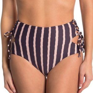 Maaji acai high-waist Reversible Bikini Bottom small stripe-chevron pattern NEW